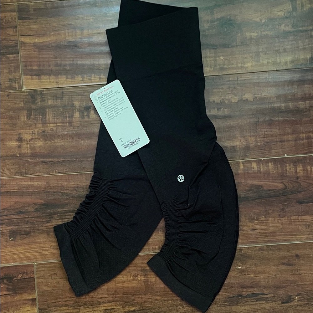 2 Pairs Lululemon “In The Flow Crop” Black Seamless Leggings with Ruched Detail